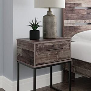 Signature Design by Ashley Neilsville Industrial 1 Drawer Nightstand with Metal Legs, 26" Tall, Gray & Black