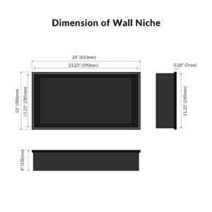 MERRANOX Shower Niche, Stainless Steel Shower Niche, Recessed Niche Shower for Bathroom Storage, No Tiling Required (24''×12'', Matte Black)