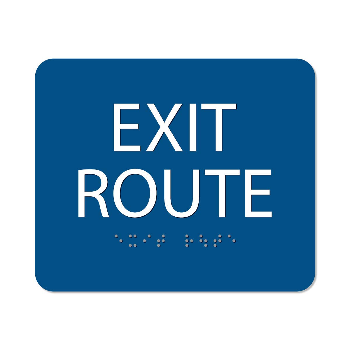 ALPHA DOG ADA SIGNS - Exit Route Sign with Braille for Your Business, 5x6 Inch, ADA Compliant, Indoor or Outdoor, Easy Installation, Made in the USA, Blue