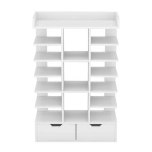 Waktavel Shoe Racks Bench Storage, White Wooden Shoe Storage Bench Organiser for Hallway Entryway (White 4 Tiers)