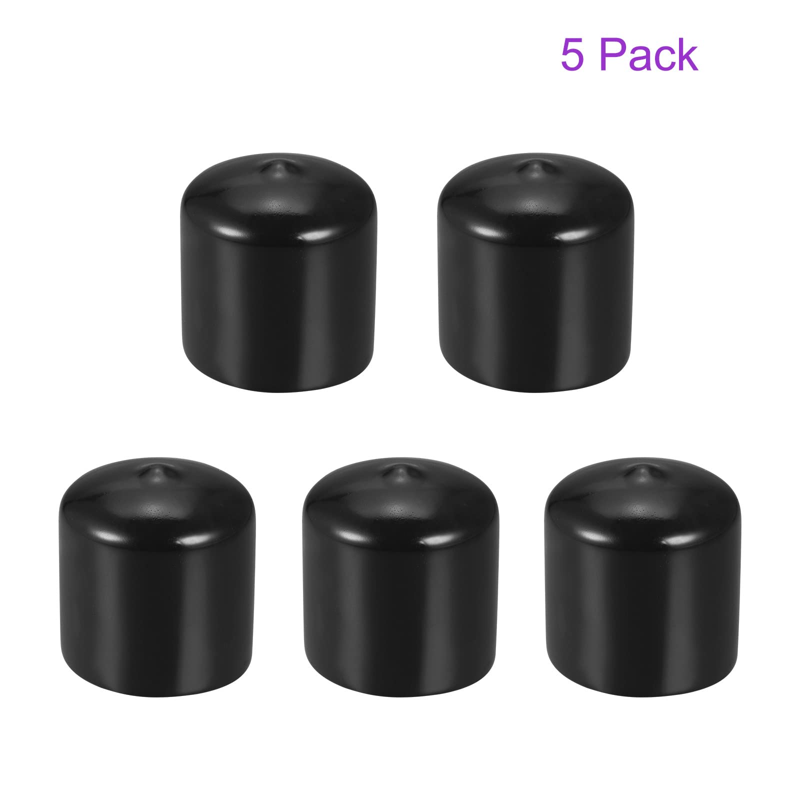 DMiotech 5 Pack 1 1/4" ID Black Screw Thread Protectors Rubber End Caps Bolt Covers for Screw Bolt Furniture Pipe