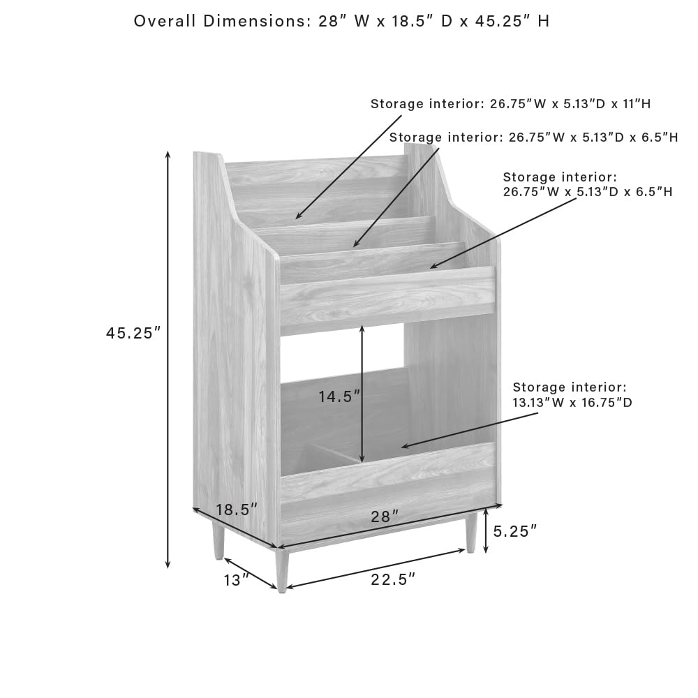 Crosley Furniture Liam Vinyl Record Storage Stand, Tiered Storage Shelves for Records, Walnut