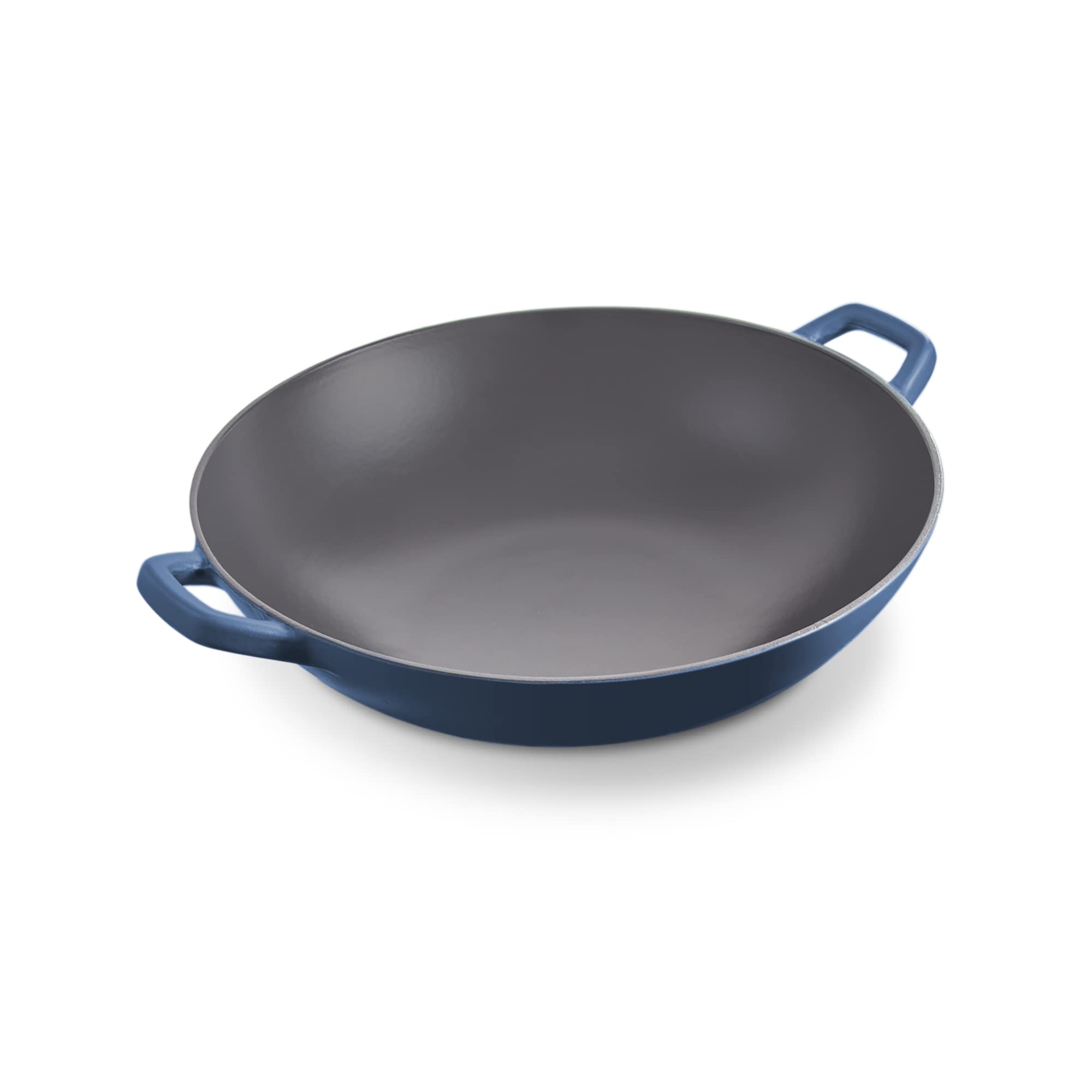 Zakarian By Dash 14” Nonstick Cast Iron Wok for Restaurant Quality Stir Fry, Seafood, Deep Frying, and Steaming - Blue