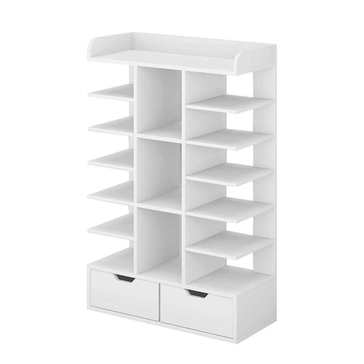 Waktavel Shoe Racks Bench Storage, White Wooden Shoe Storage Bench Organiser for Hallway Entryway (White 4 Tiers)