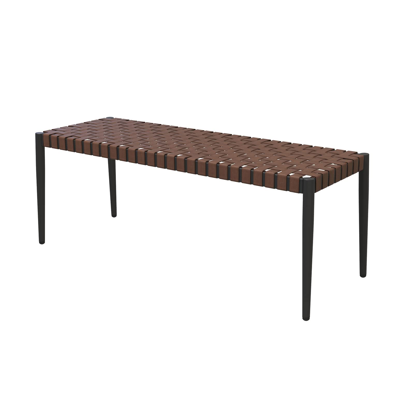 Grand patio Outdoor Bench Leather-Look Wicker Patio Seating Bench for Front Porch Backyard Park Outside Furniture Décor