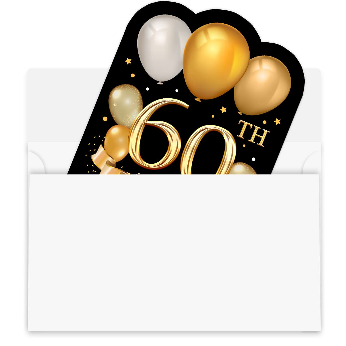 Simimi art 30 Gold Glitter 60th Birthday Party Invitations cards with Envelopes