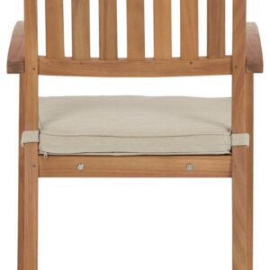 Signature Design by Ashley Janiyah Outdoor Acacia Wood Arm Chair & Cushion Set, 2 Count, Light Brown