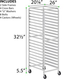 Express KitchQuip Commercial 20 Tier Bun Baking Pan Rack Sheet Pan Rack W/2 Brake Wheel - NSF