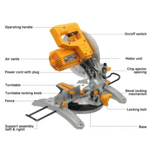 Hoteche Miter Saw 8-1/4-Inch Table Saw 11-Amp Single Bevel Compound Saw Chop Wood Circular Saw with Saw Blade