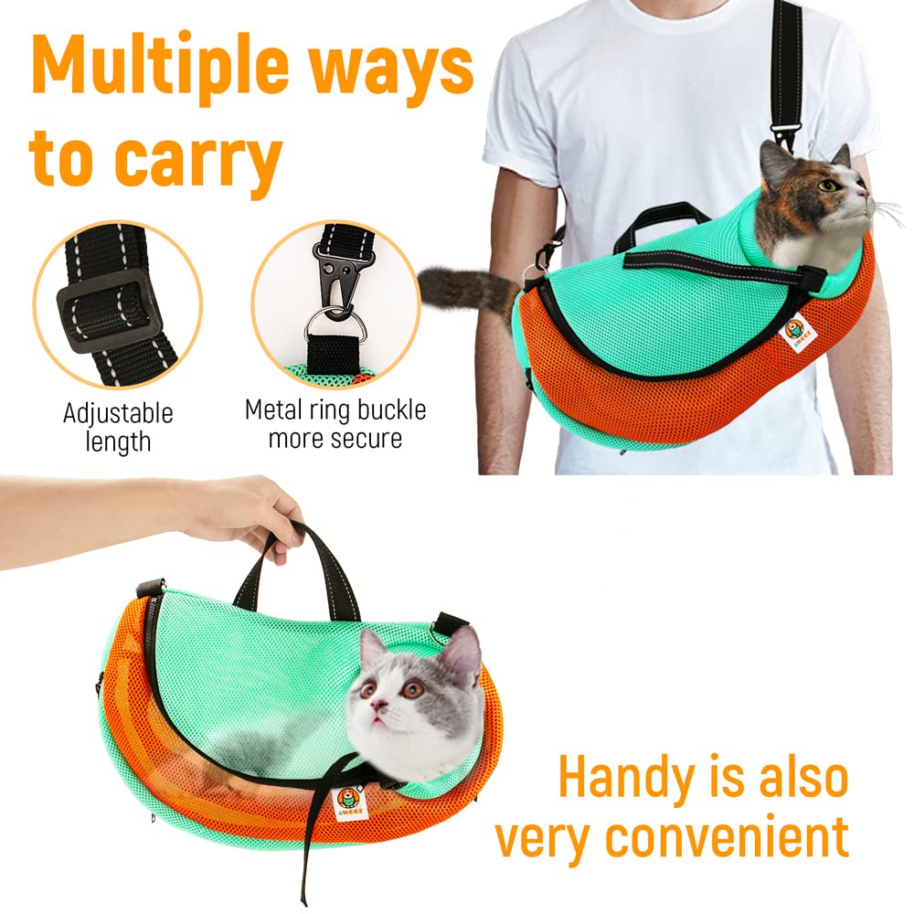 AWOOF Cat Grooming Bag Adjustable Cat Bathing Bag Anti Scratch Bite Restraint Bag Cat Sling Bag Durable Mesh Cat Shower Bag for Small Medium Large Cats Nail Trimming Ear Cleaning Medicine Taking