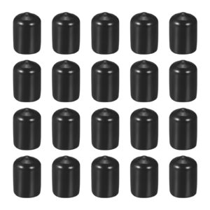 dmiotech 20 pack 1/2" id black screw thread protectors rubber end caps bolt covers for screw bolt furniture pipe