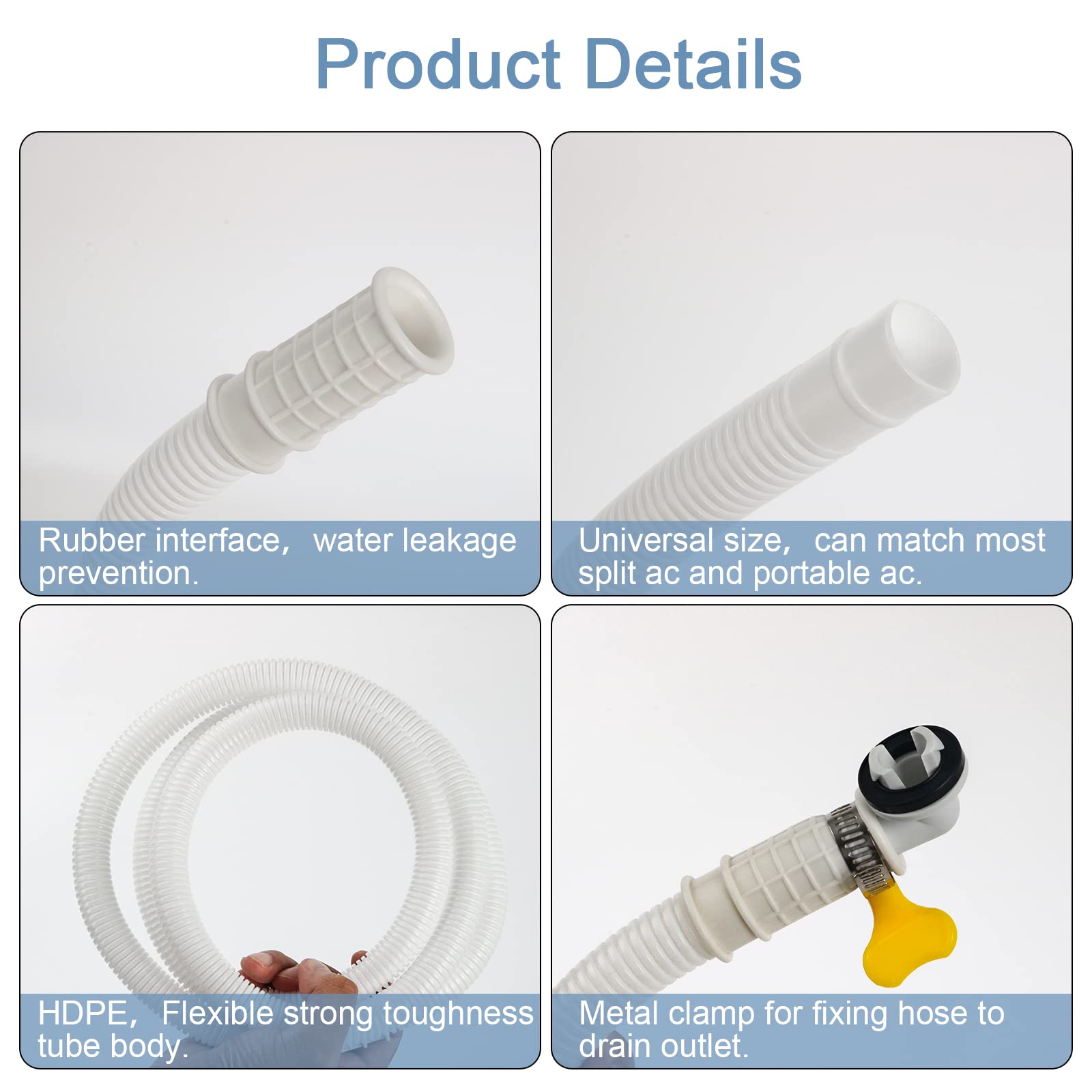 HOXHA Air Conditioner Drain Hose Kit Plastic Tubing for AC Condensate Flexible Durable Drain Hose for Mini Split AC Portable AC Washer Dishwasher Faucet, 5 Ft