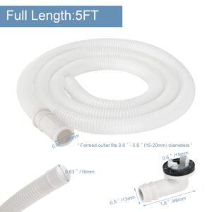 HOXHA Air Conditioner Drain Hose Kit Plastic Tubing for AC Condensate Flexible Durable Drain Hose for Mini Split AC Portable AC Washer Dishwasher Faucet, 5 Ft