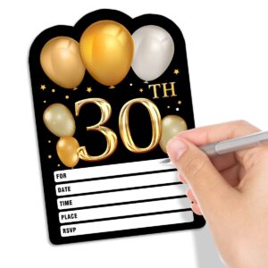 Simimi art 30 Gold Glitter 30th Birthday Party Invitations cards with Envelopes