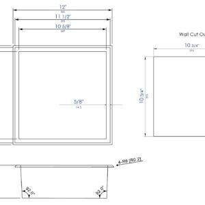 ALFI brand ABNP1212-BG Shower Niche, Brushed Gold 12 x 12 x 4