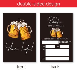 gaicaak 20 Pack Beer Surprise Birthday Party Invitations with Envelopes It’s a Surprise Birthday Fill in Invites Card