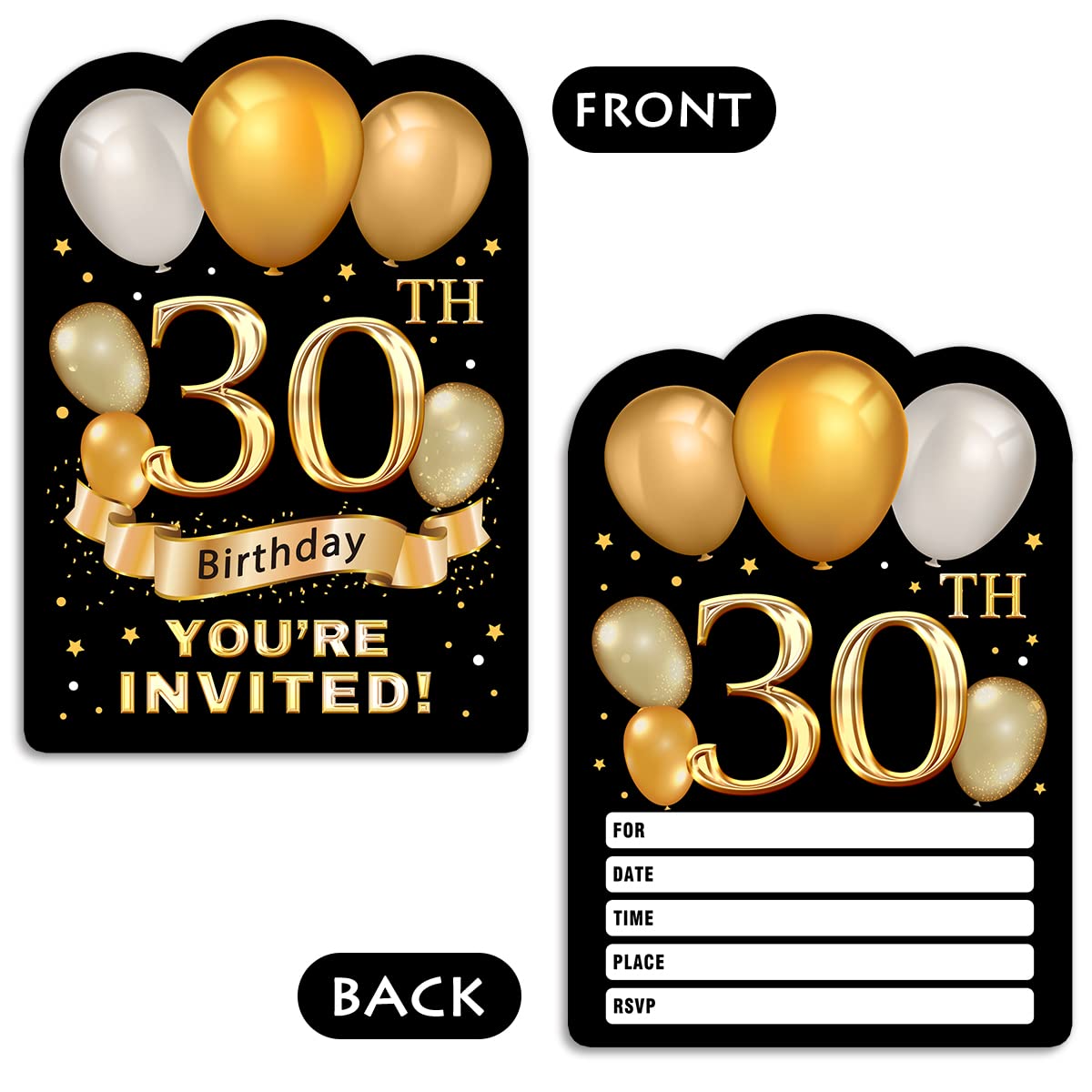 Simimi art 30 Gold Glitter 30th Birthday Party Invitations cards with Envelopes