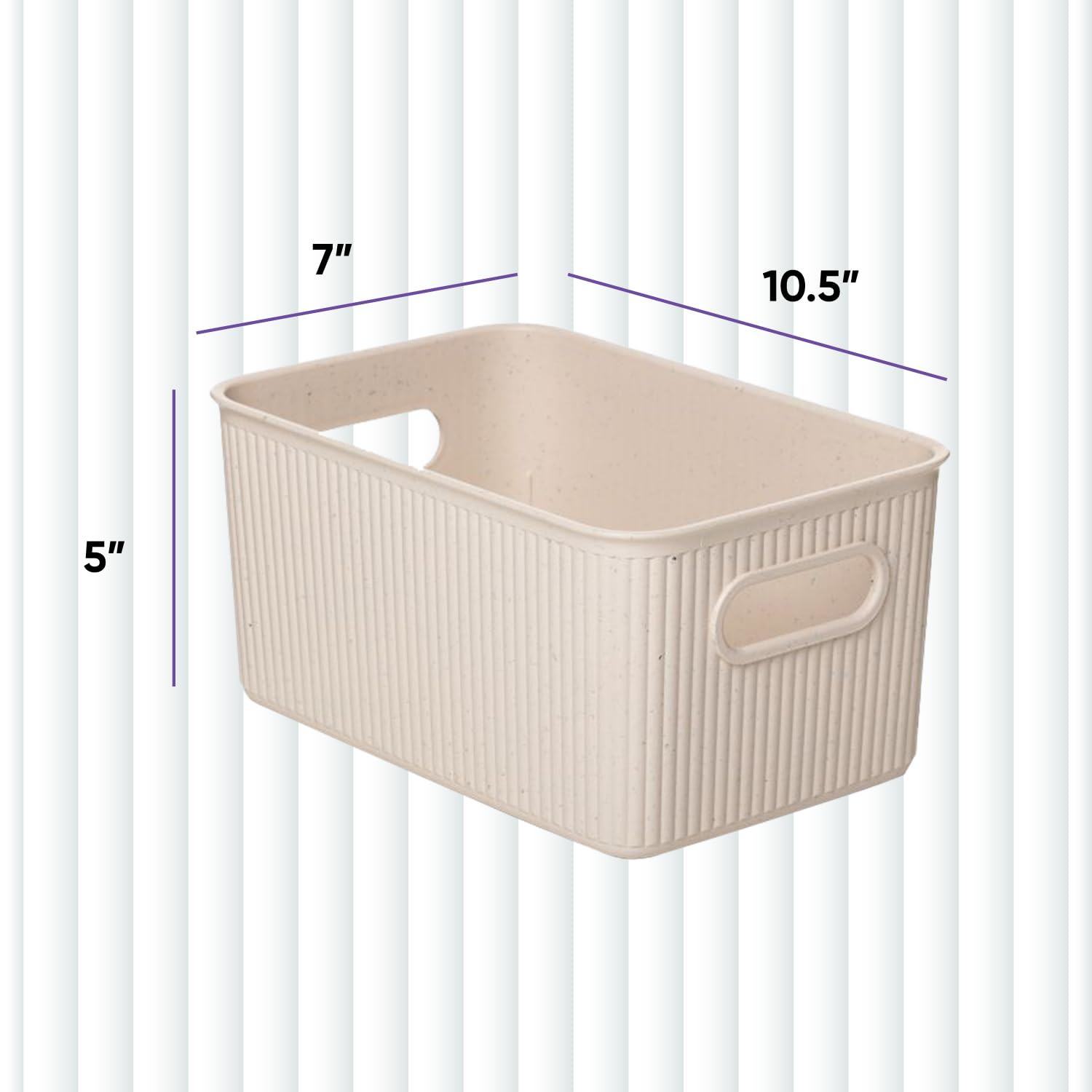 Superio Ribbed Collection - Eco-Friendly Decorative Plastic Open Home Storage Bins Organizer Baskets, Medium (1 Pack) Container Boxes for Organizing Closet Shelves Drawer Shelf 5 Liter