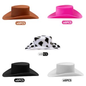 30PCS Plastic Mini Western Cowboy Cowgirl Hat Cute Miniature Hat for Party Accessories (Multi)