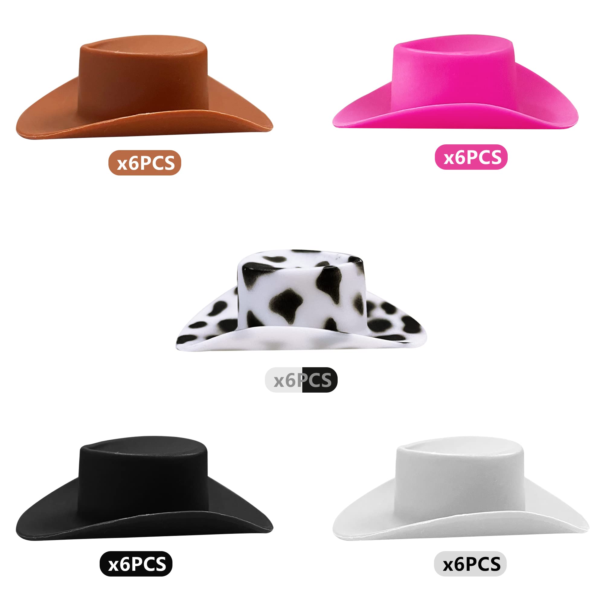 30PCS Plastic Mini Western Cowboy Cowgirl Hat Cute Miniature Hat for Party Accessories (Multi)