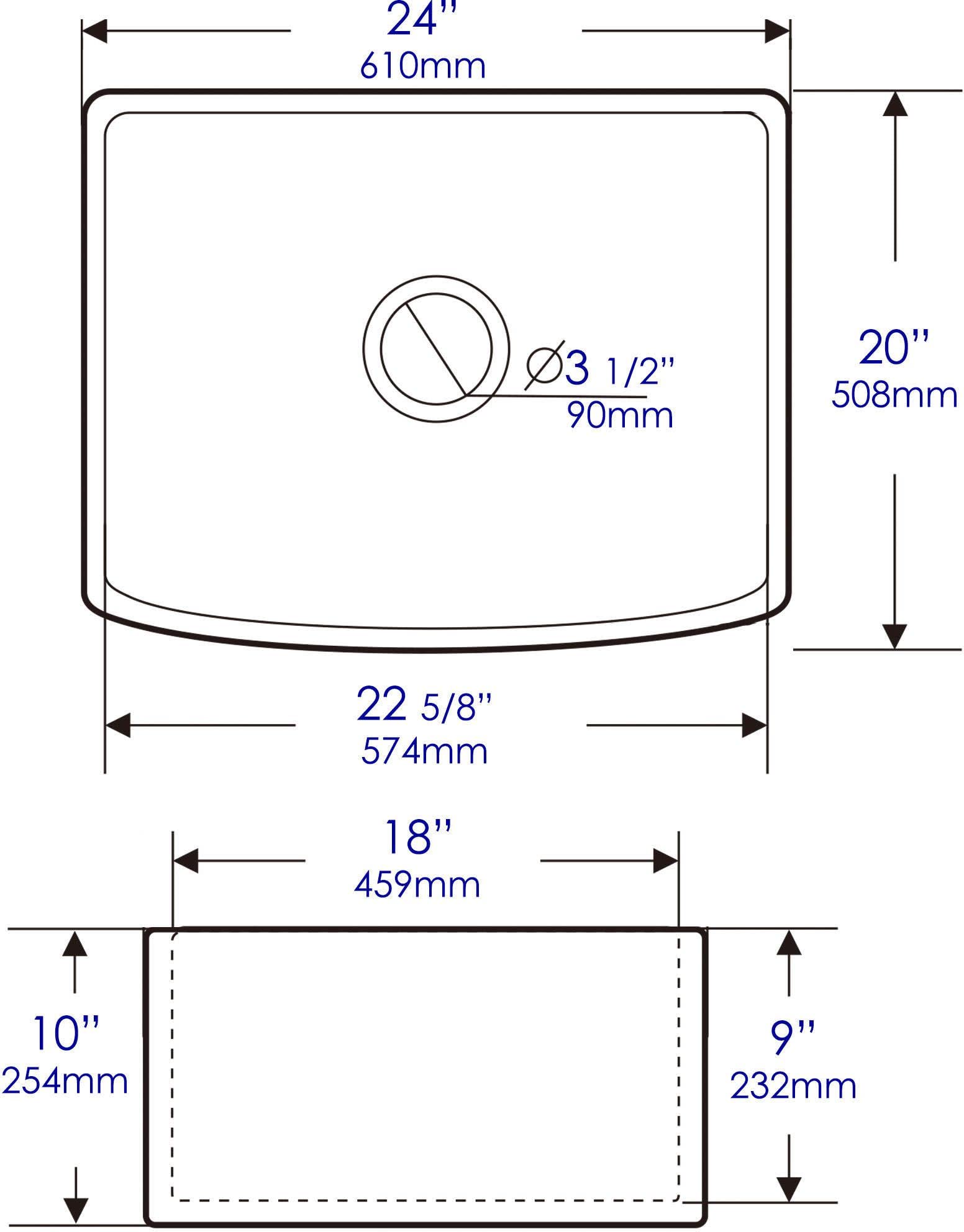 ALFI brand ABFC2420-W Kitchen Sink, White