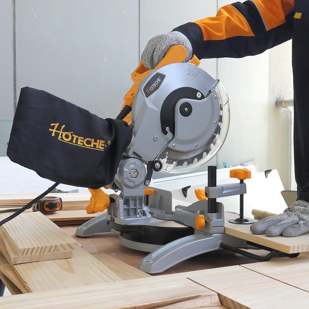 Hoteche Miter Saw 8-1/4-Inch Table Saw 11-Amp Single Bevel Compound Saw Chop Wood Circular Saw with Saw Blade