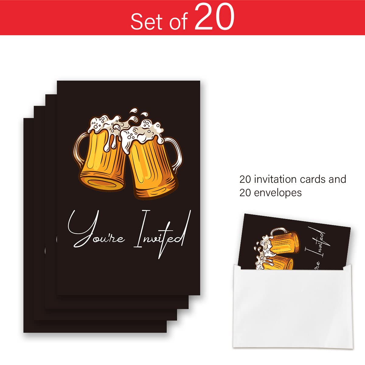 gaicaak 20 Pack Beer Surprise Birthday Party Invitations with Envelopes It’s a Surprise Birthday Fill in Invites Card