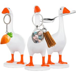 leiormvses magnetic goose duck key holder 1 pcs, room decorations cute figurines ornament goose merch animal statues for home decor housewarming gifts (white base)