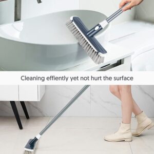 Scrub Brush Floor Brush with Long Handle, Deck Brush Floor Scrubber 2 in 1 Scrape Brush Stiff Bristle Shower Brush Scrubbing Brush Cleaning Brush for Bathroom, Kitchen, Tub, Carpet, Grout, Tile