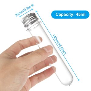 EATHEATY 60 Pack Plastic Test Tubes with Screw Caps, 45ML Clear Bath Salt Tubes Gumball Candy Tubes with Caps, Tube Container Vials for Scientific Experiments, Party Favors, Candy Storage (140x25mm)