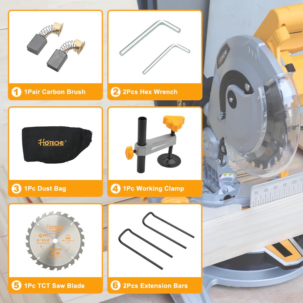 Hoteche Miter Saw 8-1/4-Inch Table Saw 11-Amp Single Bevel Compound Saw Chop Wood Circular Saw with Saw Blade