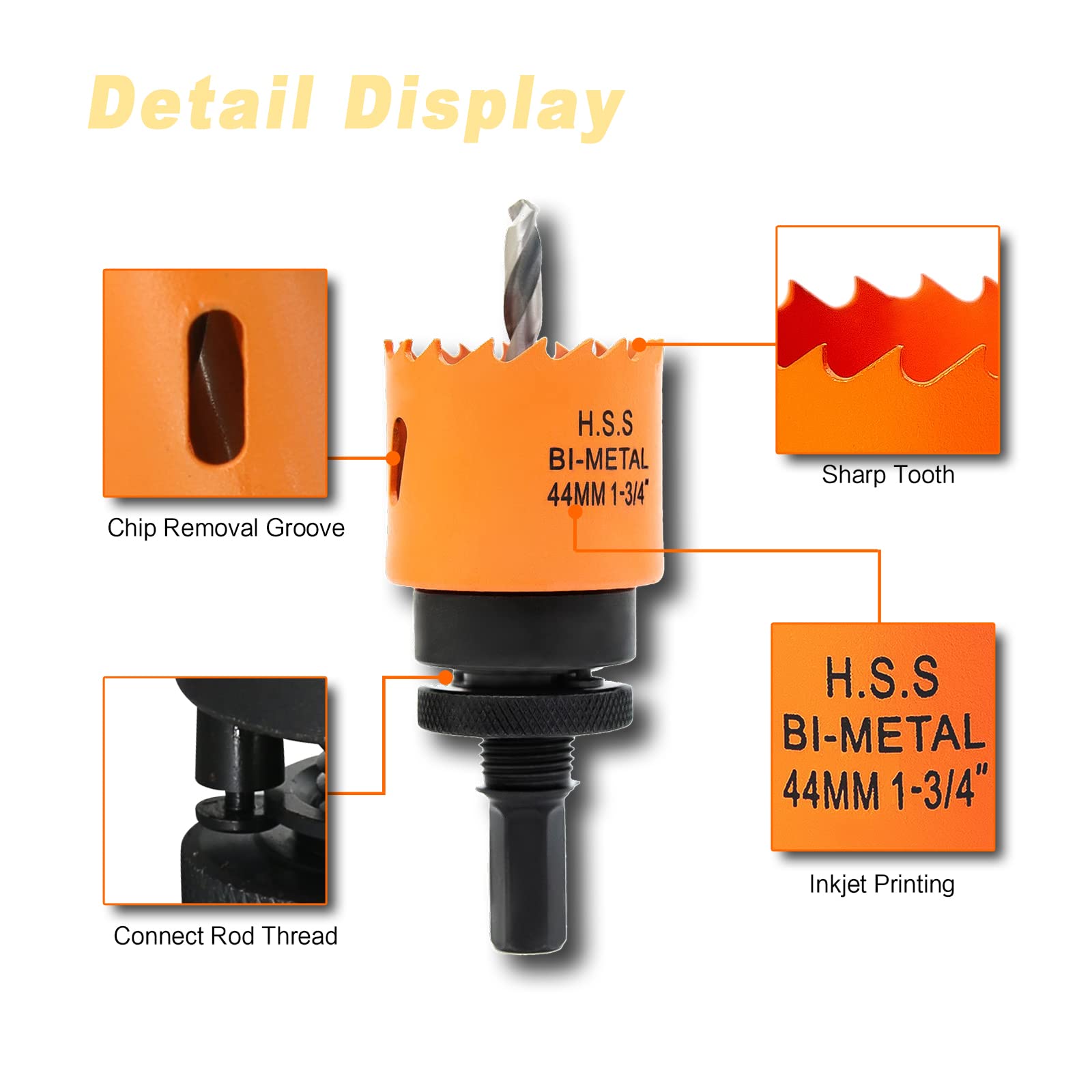 VIKITON Hole Saw Kit for Metal and Wood Plastic Project, Hole Saw Set with Case, 7/8 in to 2-1/2 in, Bi-Metal Hole Cutter with Flat and Smooth Cutting Drilling Edge, Fast Chip Removal