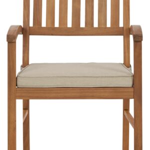 Signature Design by Ashley Janiyah Outdoor Acacia Wood Arm Chair & Cushion Set, 2 Count, Light Brown