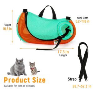 AWOOF Cat Grooming Bag Adjustable Cat Bathing Bag Anti Scratch Bite Restraint Bag Cat Sling Bag Durable Mesh Cat Shower Bag for Small Medium Large Cats Nail Trimming Ear Cleaning Medicine Taking