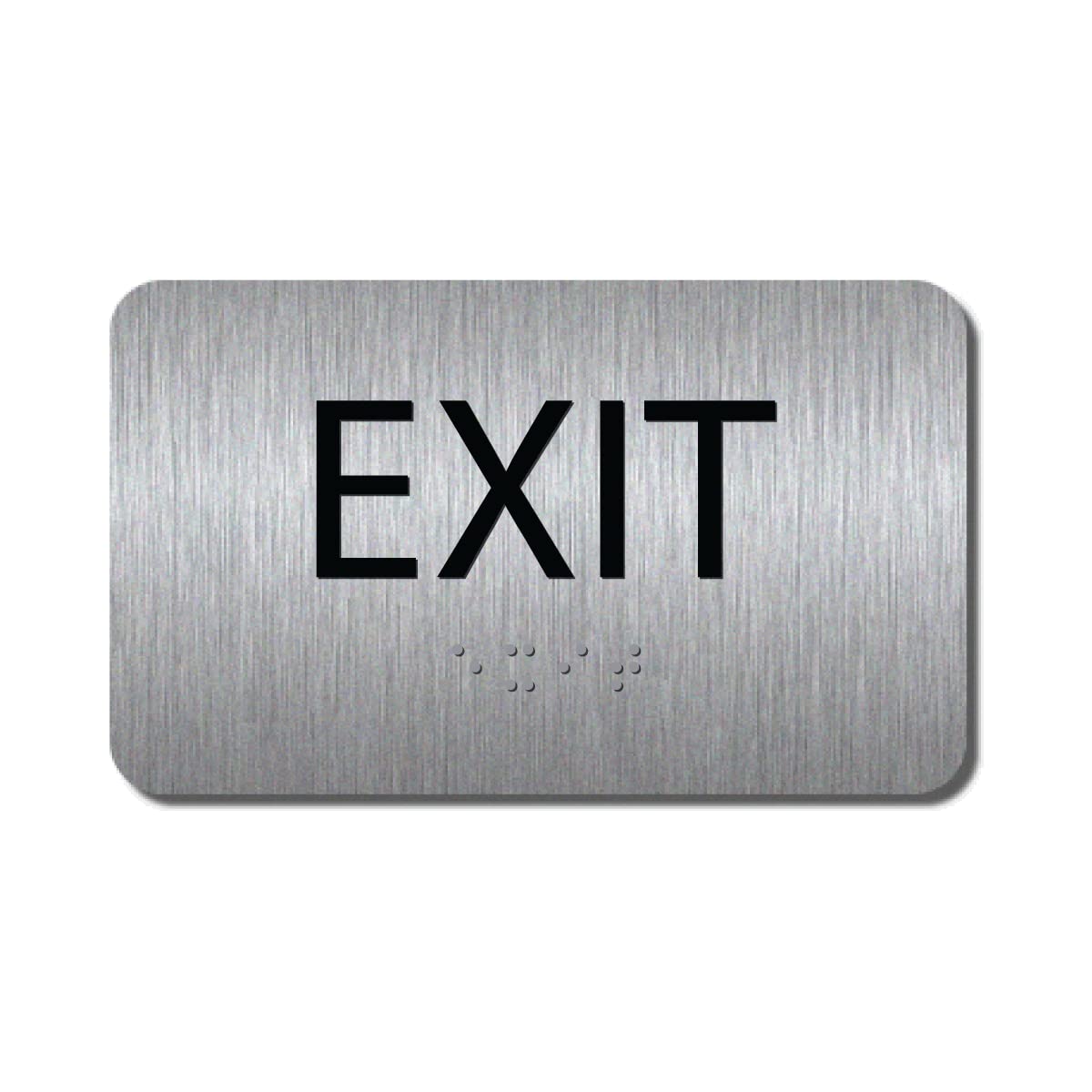 ALPHA DOG ADA SIGNS - Braille Exit Sign for Business, 3x5 Inch, ADA Compliant, ADA Exit Sign with Braille, Indoor or Outdoor, Easy Installation, Made in the USA, Brushed Exit Sign