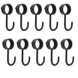 rannb pipe rod hooks fit 1" dia rod closet rod hooks black tube rod hooks for wardrobe - 10pcs