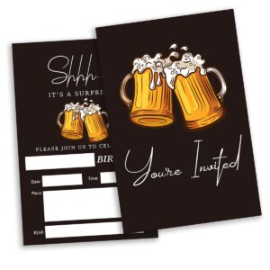 gaicaak 20 pack beer surprise birthday party invitations with envelopes it’s a surprise birthday fill in invites card