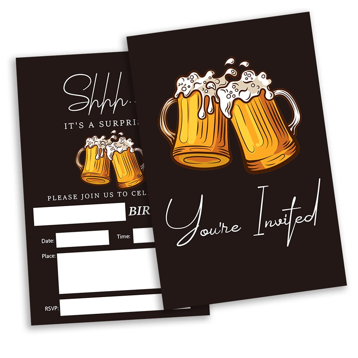 gaicaak 20 Pack Beer Surprise Birthday Party Invitations with Envelopes It’s a Surprise Birthday Fill in Invites Card