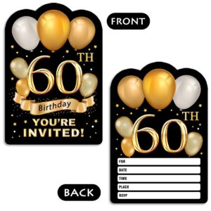 Simimi art 30 Gold Glitter 60th Birthday Party Invitations cards with Envelopes