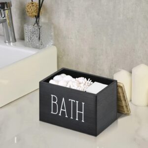 Rustic Tampon Storage Container for Bathroom, Decorative Bathroom Countertop Organizer Storage Box Tampons Organizer Holder, Wood 3 Compartments Cotton Swab Ball Qtip Container with Lid