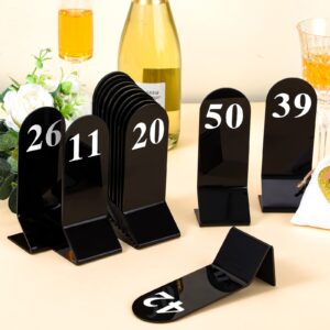 Remerry 50 Pcs Table Numbers 1-50 Acrylic Double Sided Number Cards Acrylic Tent Table Numbers Table Number Holders Tent Table Numbers Cards Wedding Table Number for Restaurant, 2.36 x 6.3 Inch(Black)