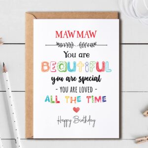 Mawmaw You Are Beautiful You Are Special - Mawmaw Birthday Card Poem Card For Mawmaw - Birthday Card For Mawmaw - Card For Mawmaw