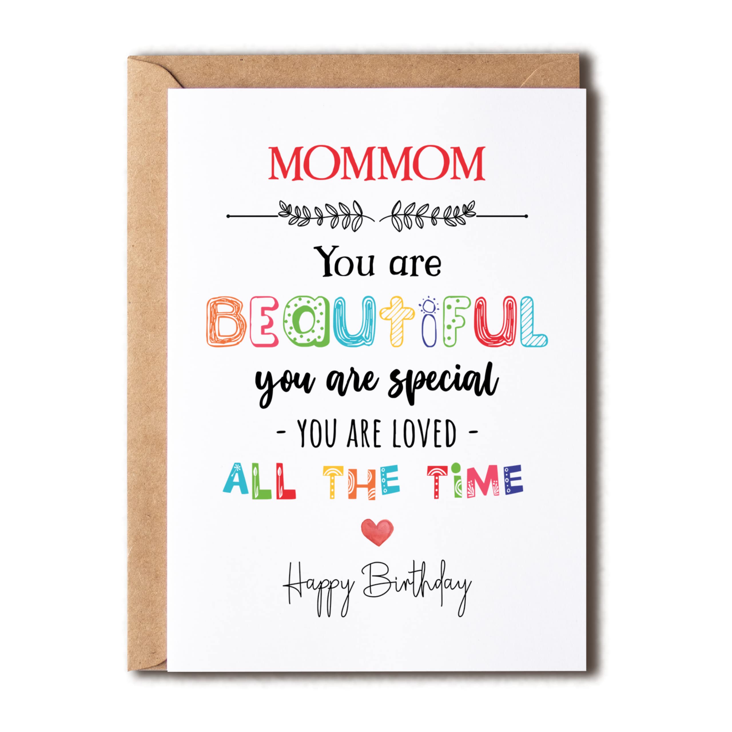 Mommom You Are Beautiful You Are Special - Mommom Birthday Card Poem Card For Mommom - Birthday Card For Mommom - Card For Mommom