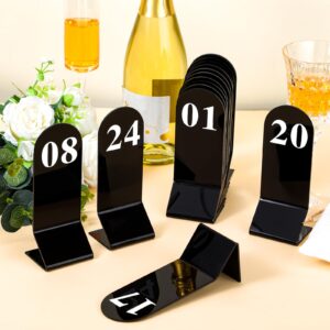 25 Pieces Table Numbers 1-25 Acrylic Tent Table Numbers Acrylic Double Sided Number Cards Black Tent Table Numbers Cards Restaurant Wedding Table Number for Restaurant Cafes Banquets, 2.36 x 6.3 Inch