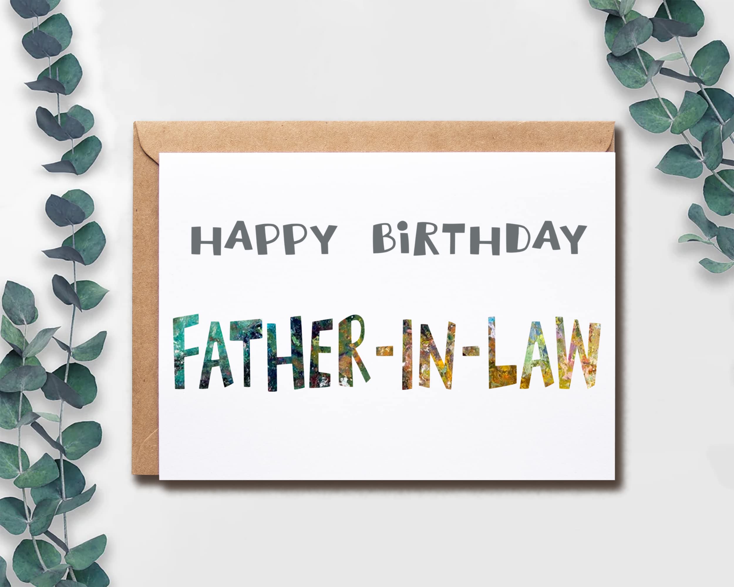 Happy Birthday Father-In-Law - Father-In-Law Birthday Card - Father-In-Law Card - Card For Father-In-Law Modern - Father-In-Law Birthday Card