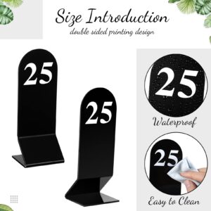 25 Pieces Table Numbers 1-25 Acrylic Tent Table Numbers Acrylic Double Sided Number Cards Black Tent Table Numbers Cards Restaurant Wedding Table Number for Restaurant Cafes Banquets, 2.36 x 6.3 Inch