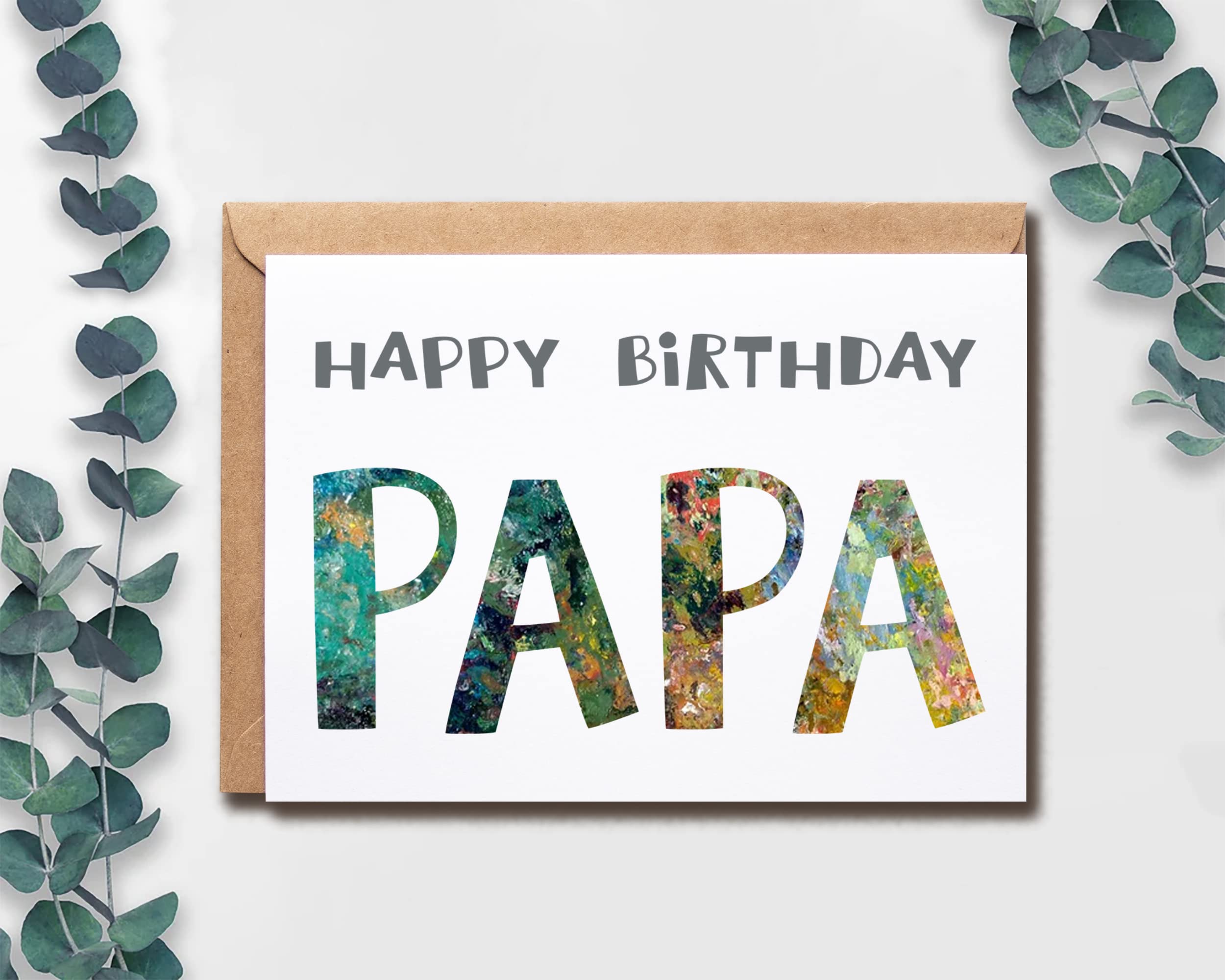 EruditeGifts Happy Birthday Papa, 5 x 7 Inch Card, Blank Inside for Your Message