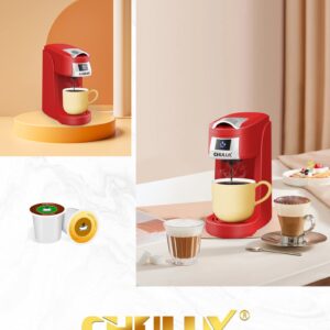 CHULUX Single Serve Coffee Maker, Red Single Cup Coffee Machine for K Cup & Ground Coffee, 5 to 12oz Brew Sizes in Mins for Home, Office, Travel, Kitchen