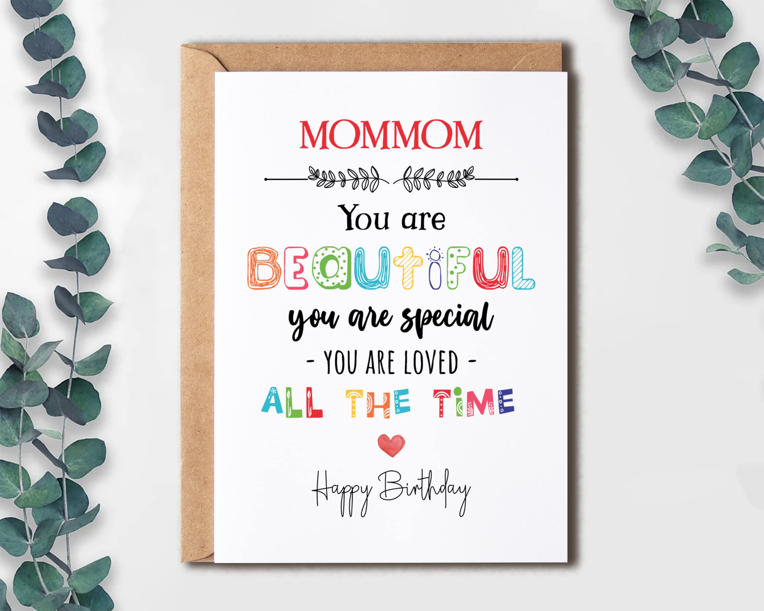 Mommom You Are Beautiful You Are Special - Mommom Birthday Card Poem Card For Mommom - Birthday Card For Mommom - Card For Mommom