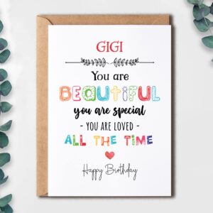 Gigi You Are Beautiful You Are Special - Gigi Birthday Card Poem Card For Gigi - Birthday Card For Gigi - Card For Gigi